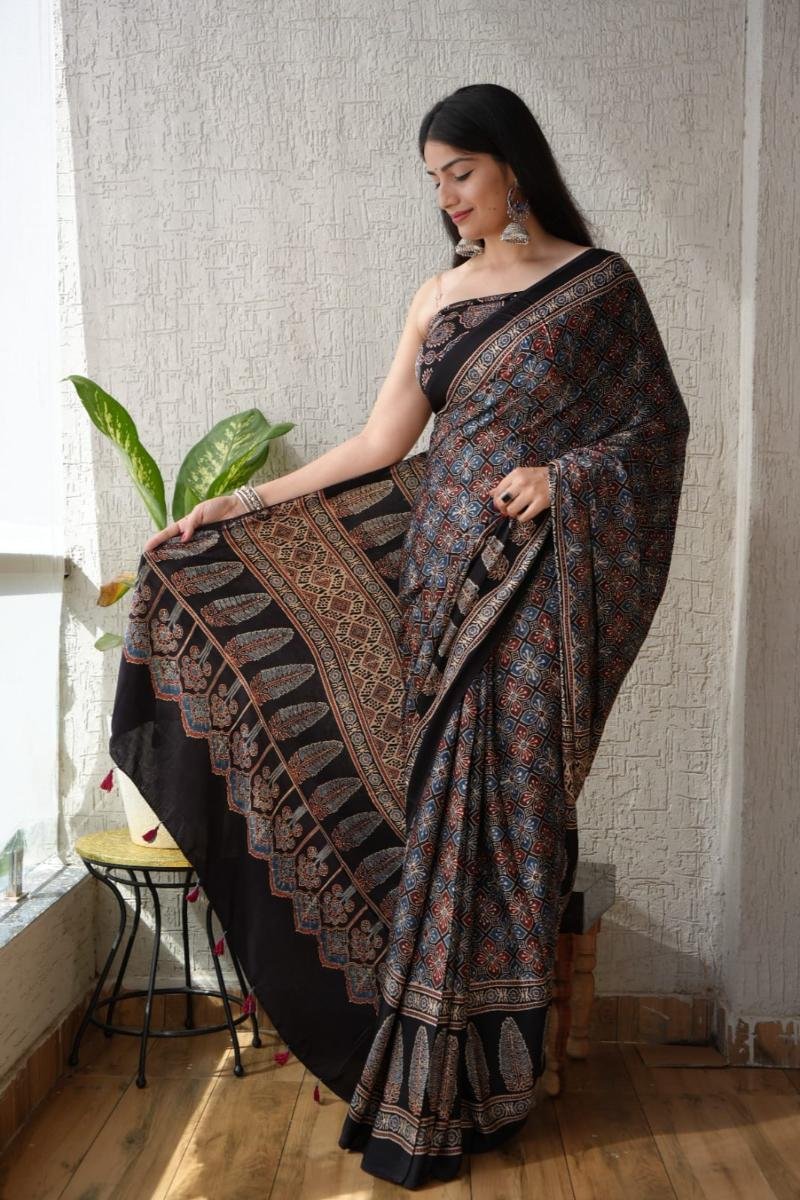 Ajrakh Modal Sarees